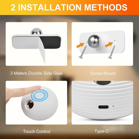Lampa masa dimabila cu baterie, 2 in 1 masa si perete, control touch, 3 temperaturi culoare, detasabila, living si dormitor, alb [3]