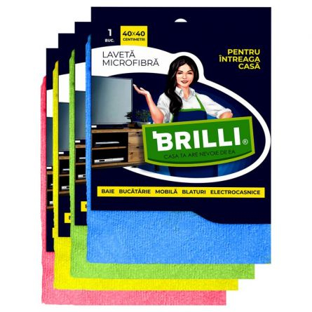 Bureti si Lavete - Laveta microfibra intreaga casa Brilli, 40X40cm, 90038921