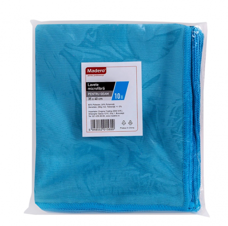 Bureti si Lavete - Lavete microfibra pentru Geam, Albastre, 10buc/set 35x40cm