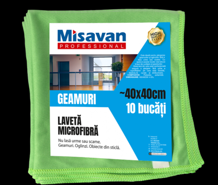 Laveta microfibra pentru geam Misavan, 40*40cm, 10buc/set, albastra, verde, 90016875 [1]
