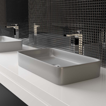 Lavoar mic 60x34x14 cm, gri, design compact pentru baie de serviciu sau mobilier baie, model A97GAM [3]