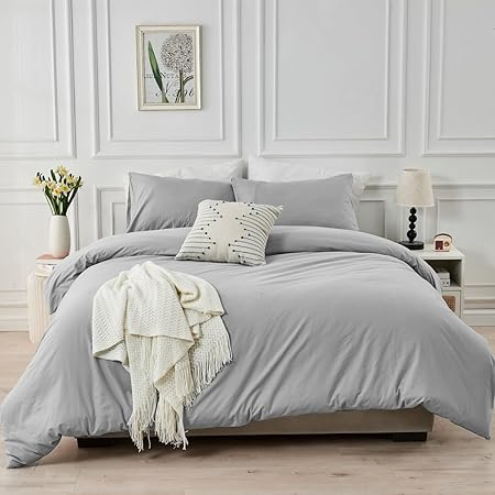 Husa pilota, Renforce 200x220 cm, gri, cu 2 fete de perna 80x80 cm, inchidere cu fermoar [2]