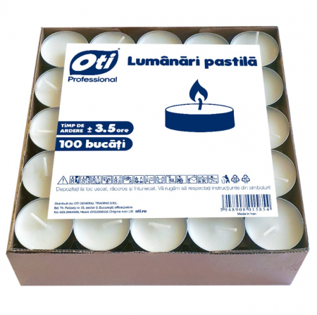 Candele si Lumanari - Lumanari pastila parafina, 100 buc./set