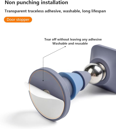Opritor usa podea magnetic, silicon anti-coliziune, montaj fara gauri, silentios si rezistent, baie sau interior, albastru haze [3]