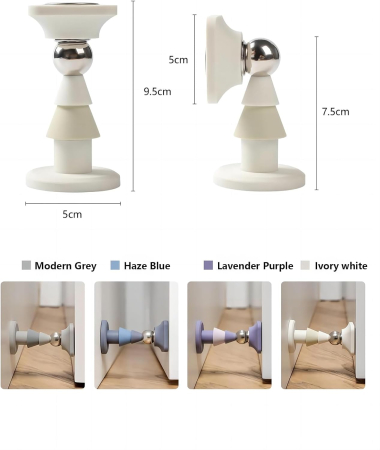 Opritor usa podea magnetic, silicon anti-coliziune, montaj fara gauri, silentios si rezistent, baie sau interior, albastru haze [6]