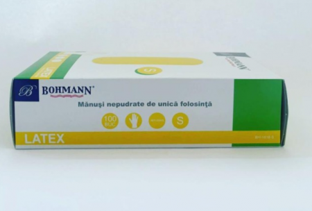 Manusi din latex 100% Premium, albe nepudrate, nesterile, de unica folosinta 100buc/cutie, S [3]