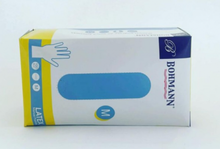 Manusi din latex 100% PREMIUM, albe pudrate, nesterile, de unica folosinta 100buc/cutie, M [2]