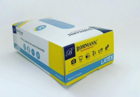 Manusi din latex 100% PREMIUM, albe pudrate, nesterile, de unica folosinta 100buc/cutie, M [3]