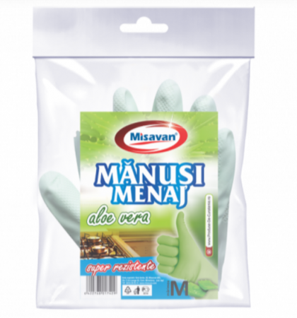Curatenie - Manusi menaj cu aloe vera Misavan, marime M, 1 pereche/ set,7102