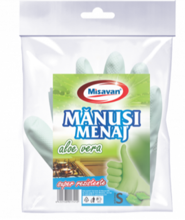 Curatenie - Manusi menaj cu aloe vera Misavan, marime S, 1 pereche/ set, 7101