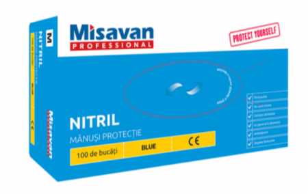 Manusi unica folosinta - Manusi nitril albastre 100/set M, 90028496