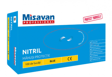 Manusi unica folosinta - Manusi Nitril Blue 100/set, Marimea S, 90028489