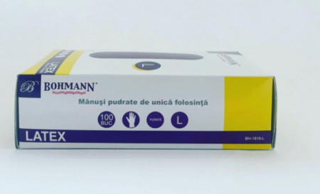 Manusi din latex 100% PREMIUM, albe pudrate, nesterile, de unica folosinta 100buc/cutie, L [1]