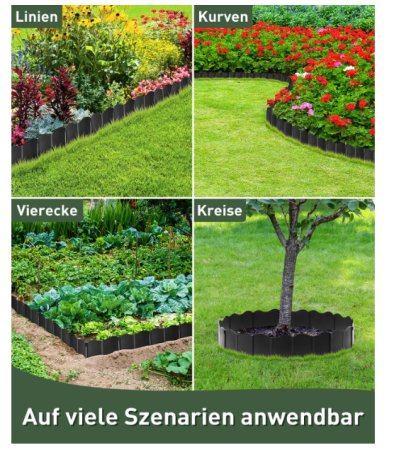 Margine pentru gazon / Borduri Flexibile din Plastic pentru Gradina, 10 m, Calitate Premium, Rezistente UV, Instalare Ușoara, pentru Aleii, Gazon, Straturi de Flori, Negru [3]