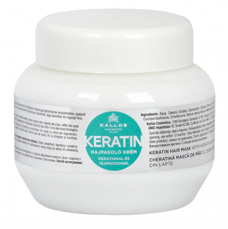Tratamente si masca de par - Masca pentru par cu keratina si proteina din lapte, Kallos, 275 ml
