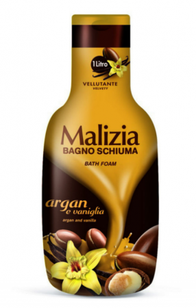 Spumant si Sare de baie - Spuma de baie Malizia Cu Ulei De Argan Si Vanilie 1L