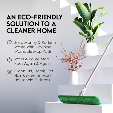 Set mop pardoseala cu maner telescopic 89-152 cm, 4 lavete microfibra, rotire 360°, pentru parchet si alte suprafete [3]