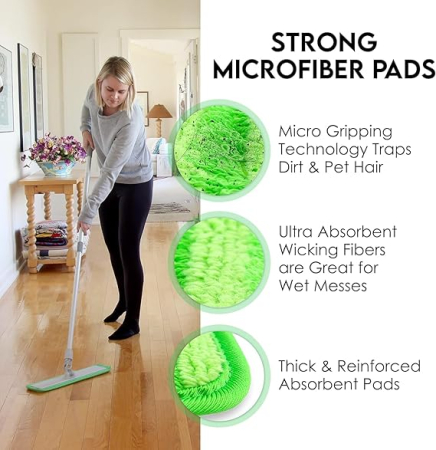 Set mop pardoseala cu maner telescopic 89-152 cm, 4 lavete microfibra, rotire 360°, pentru parchet si alte suprafete [7]