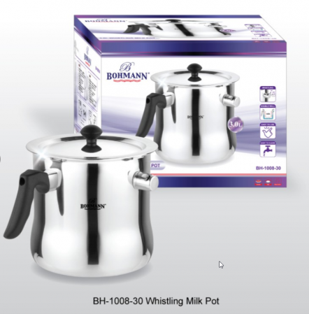 Oale si cratite - Oala de lapte Bohmann 2.5 litri, cu capac+fluier din inox