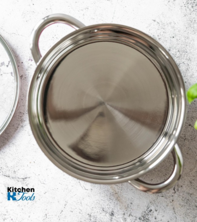 Oala din inox cu buline Bohmann, 26cm, 7.3L, capac sticla termorezistenta, manere inox [5]