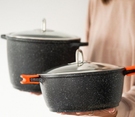 Oala granit Bohmann 5.7 litri, 24X24X17.50 CM , exterior si interior granit, cu capac [5]