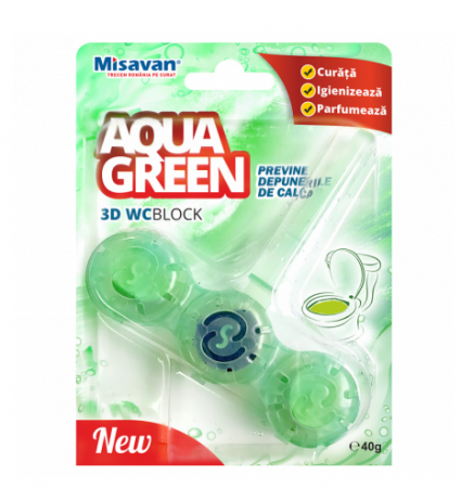 Detergenti - Odorizant Toaleta Misavan Aqua Green 3D, 40g - 90022241