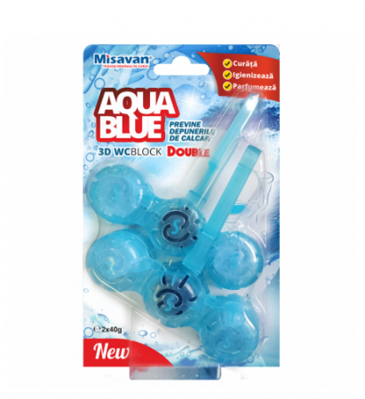 Detergenti - Odorizant Toaleta Misavan Aqua Blue 3D, 2x40g - 90030345