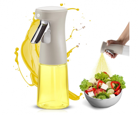 Articole pentru servire - Pulverizator ulei oțel & sticlă verde – spray fin, suprafață anti-alunecare, rezervor 200 ml