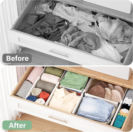 Set 3 separatoare sertar FUNIZE reglabile, extensibile 32–58 cm, pentru haine, bucatarie, birou sau dulap, 10 cm inaltime [5]