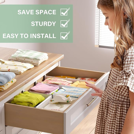 Set 3 separatoare sertar FUNIZE reglabile, extensibile 32–58 cm, pentru haine, bucatarie, birou sau dulap, 10 cm inaltime [3]