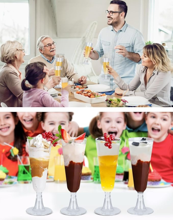 Set 45 pahare de șampanie LAOYE – pahare din plastic transparente 160 ml, reutilizabile, pentru nuntă, petreceri, picnic și zi de naștere [2]
