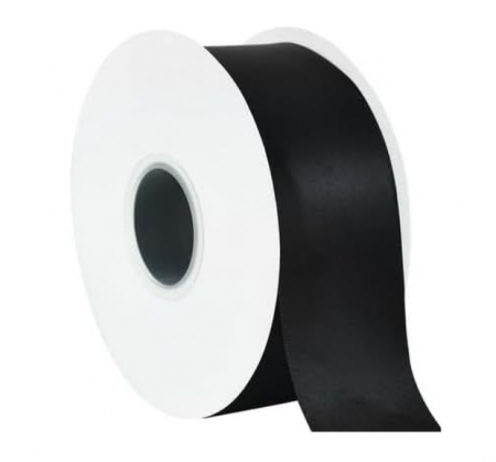 Panglică satin TONIFUL negru – 2,5 cm × 45 m, lățime 1″, pentru cadouri, flori și decor festiv [6]