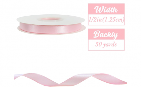 Panglică satin TONIFUL roz deschis – 2 cm × 45 m, lucioasă, ideală pentru cadouri, buchete și crafting [1]
