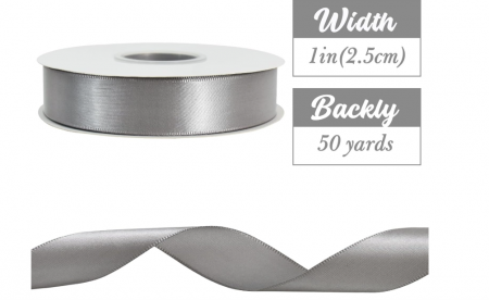 Panglică satin argintiu – 2,5 cm × 45 m, textură lucioasă pentru buchete, cadouri și decorațiuni [1]
