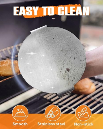 Prensă de hamburger rotundă 6” – din oțel inoxidabil, antiaderentă, cu mâner anti-arsură pentru grătar și planșă, pentru burgeri suculenți [2]