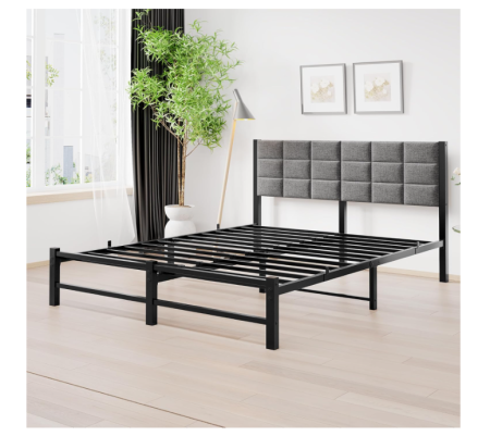 Pat Dormitor 120x200 cm JUISSANO – Cadru Pat Metal + Spatar + Cap de Pat, Spatiu Depozitare, Fara Saltea [6]