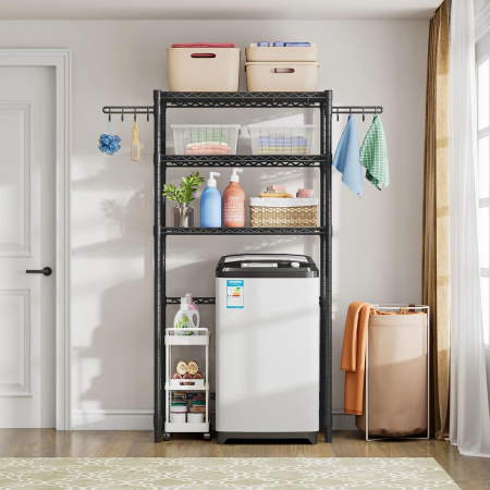 Raft Depozitare Multifuncțional Salvaspazio pentru Mașina de Spălat – Suport Depozitare Metal Stabil – Organizator Baie & Spălătorie – Raft deasupra Lavatrice [6]