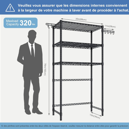 Raft Depozitare Multifuncțional Salvaspazio pentru Mașina de Spălat – Suport Depozitare Metal Stabil – Organizator Baie & Spălătorie – Raft deasupra Lavatrice [5]