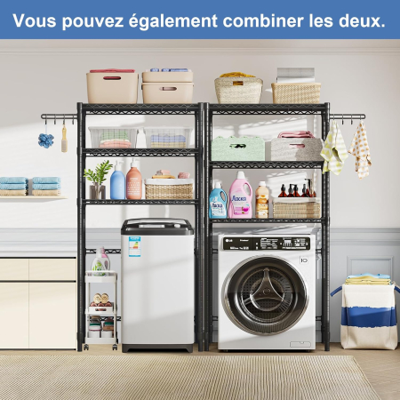 Raft Depozitare Multifuncțional Salvaspazio pentru Mașina de Spălat – Suport Depozitare Metal Stabil – Organizator Baie & Spălătorie – Raft deasupra Lavatrice [1]