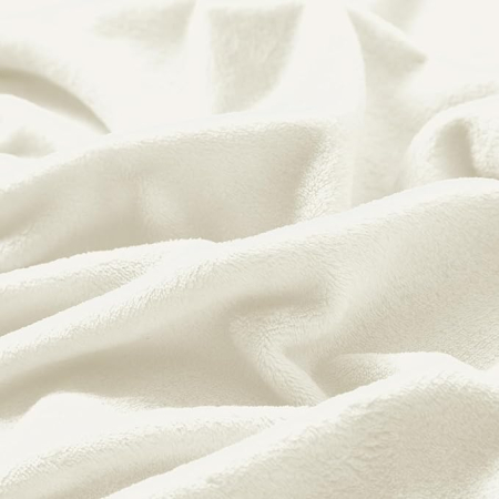 Patura flanel Luofanfei 150x200 cm, alba/crem, fleece pufoasa, catifelata si calduroasa, pentru pat sau canapea [3]