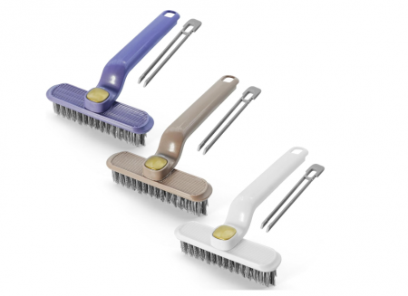 Maturi, mopuri si galeti - Set 3 perii colțuri YN‑J012 – peri rigizi PP, mâner ergonomic, ideală pentru rosturi și băi