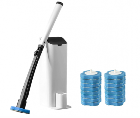 Perii Wc - Set perii de toaletă de unică folosință AnMelon cu suport de perete, alb