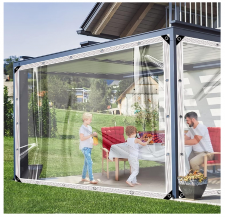 Prelată transparentă impermeabilă cu inele de prindere, 4x4m [0]