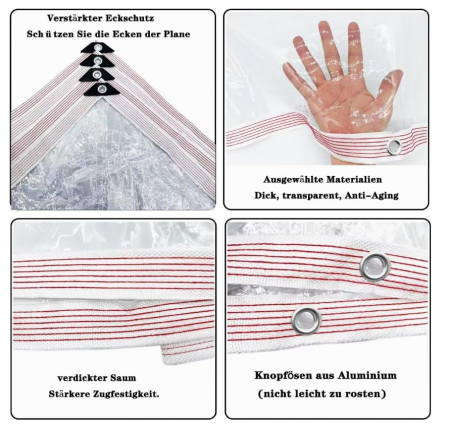 Prelată transparentă impermeabilă cu inele de prindere, 4x4m [2]