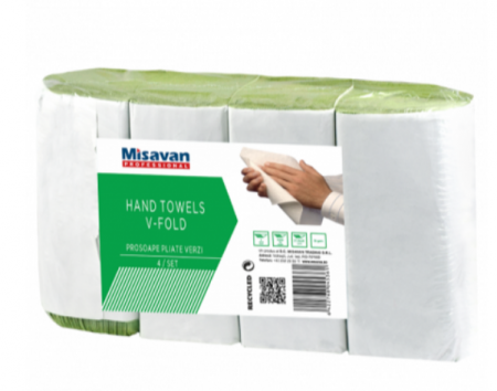 Consumabile de hartie - Prosoape hartie pliate V, Premium, verde, 1 strat, 4 seturi/ pachet, 250 foi/set - 90018565