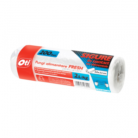 Folii si pungi alimentare - Pungi alimentare pentru uz casnic FRESH 2L, 28 x 22 cm, 200 buc./rola