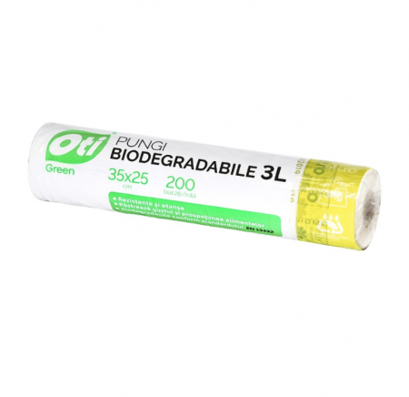 Folii si pungi alimentare - Pungi biodegradabile cf standard EN13432, 35x25 cm, 200 buc./rola, 3L