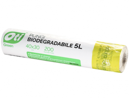 Folii si pungi alimentare - Pungi biodegradabile cf standard EN13432, 40x30 cm, 200 buc./rola, 5L