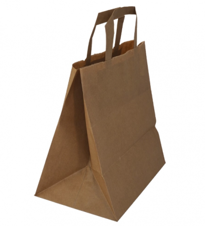 Folii si pungi alimentare - Sacosa hartie KN cu maner banda, 26x17x27cm, 50 buc./set