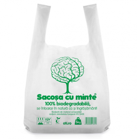Folii si pungi alimentare - Pungi biodegradabile cf standard EN13432, Oti Green, 40x50cm, 5kg, 50 buc./set
